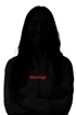 Dunkle Silhouette einer Person mit langen Haaren und Hemd, „Bild folgt“ in Rot über der Brust.