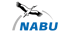 NABU Logo mit einem schwarzen Storchen-Piktogramm über blauem Text.