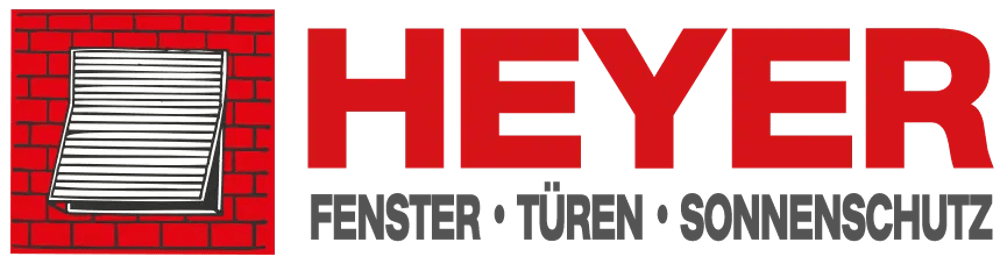 Logo: Roter Schriftzug "HEYER" über grauem Text "FENSTER • TÜREN • SONNENSCHUTZ".