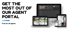 Text that says get the most out of our agent portal with images of a laptop, phone, and tablet showing the agent portal for Kool Vision Media