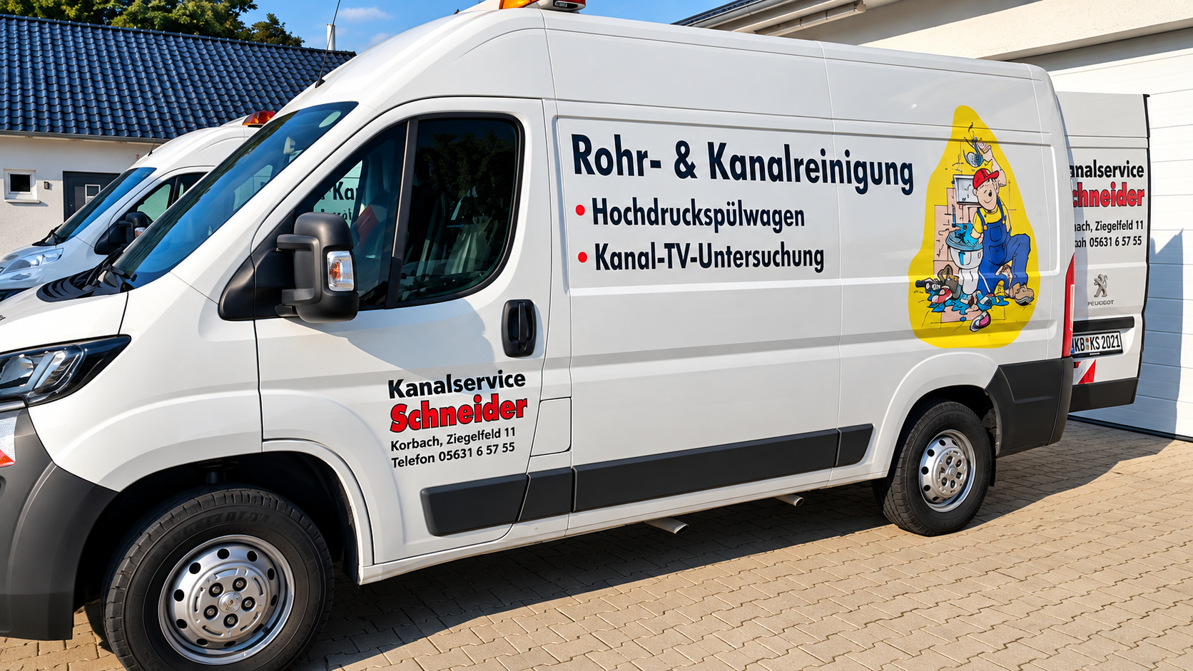 Beschriftete Servicefahrzeuge im Sonnenschein.png
