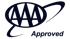Dark blue AAA logo with three A's inside an oval, surrounded by a curved line, and "Approved" text below.