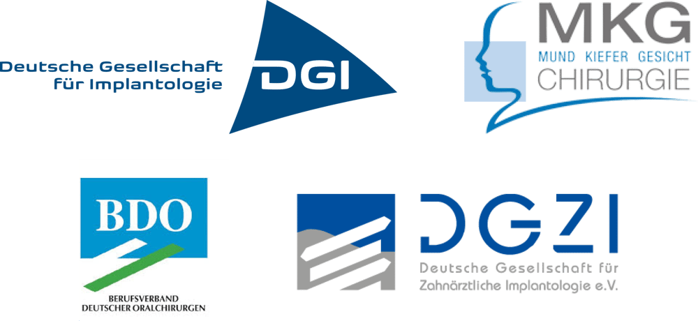 Blaues und graues Logo mit "DGZI Deutsche Gesellschaft für Zahnärztliche Implantologie e.V.".