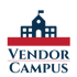Dunkelblaues Gebäude über rotem Band mit „VENDOR CAMPUS“ in dunkelblauer Schrift.