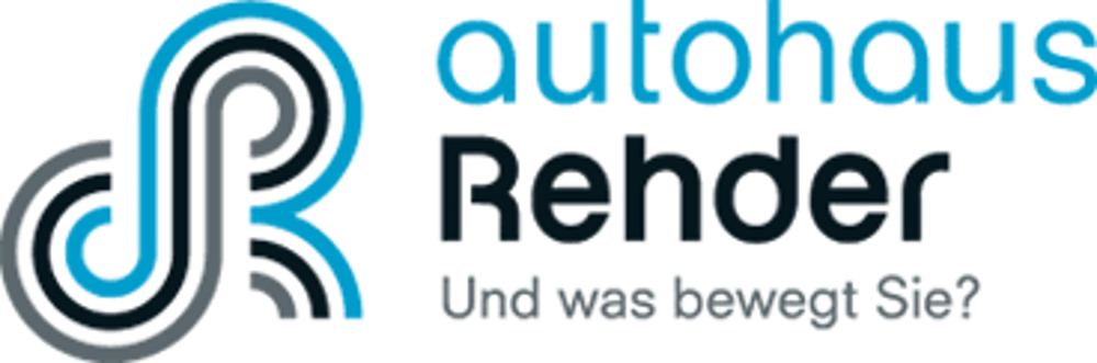 Logo Autohaus Rehder mit stilisiertem "R" und Text "Und was bewegt Sie?".