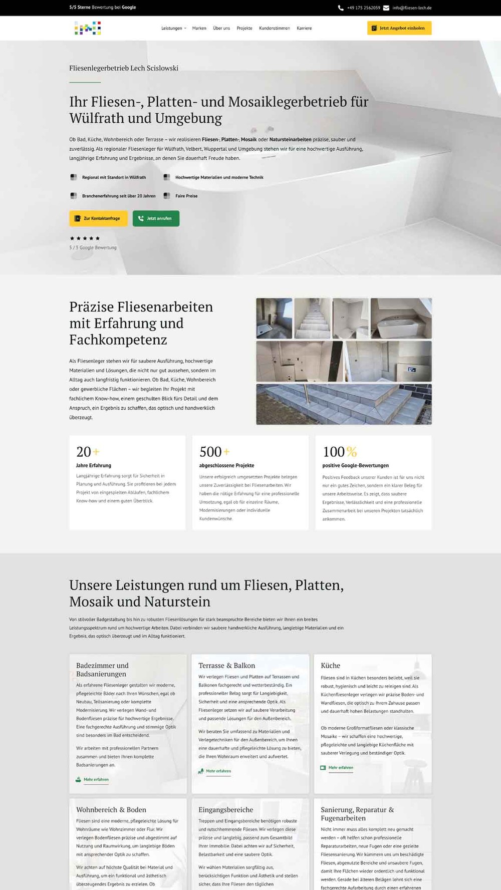 Webdesign-Projekt: Beispiel einer Dienstleister-Website