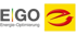 Logo mit "EIGO Energie-Optimierung" und einem roten Pfeil, der einen Kreis auf gelbem Hintergrund bildet.