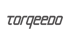 Torqeedo-Logo in dunkelgrauer Schrift auf grünem Hintergrund.