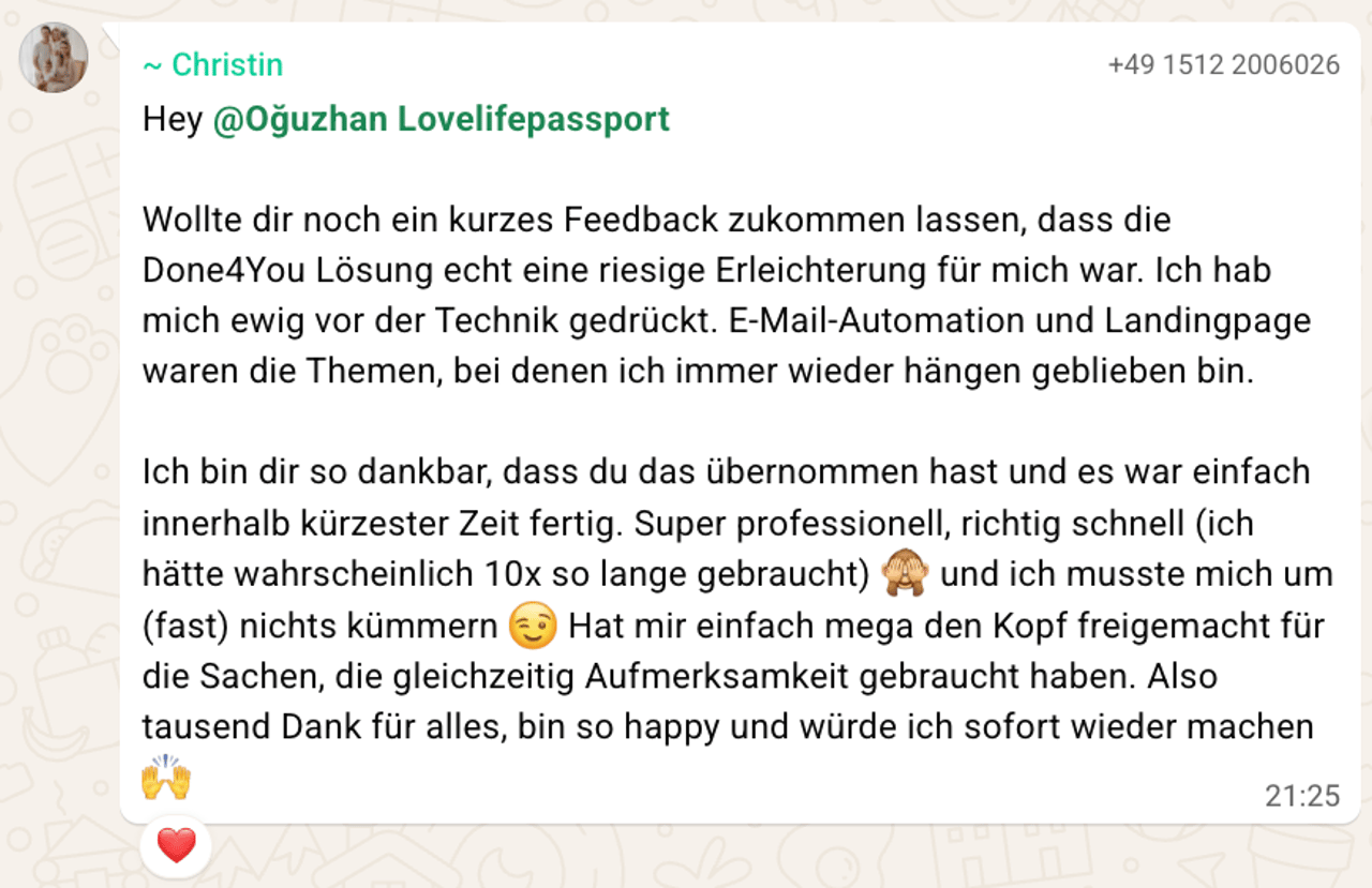 Christin hatte endlich Kopf frei fürs Wesentliche