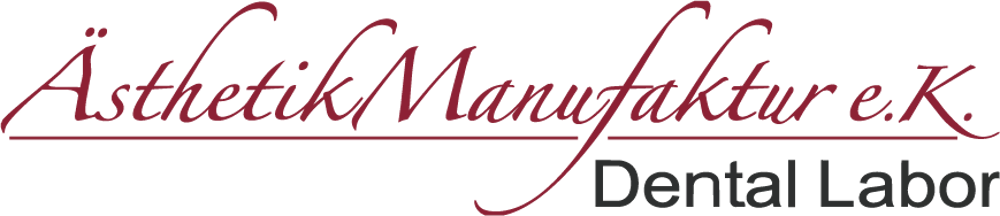 Ästhetik Manufaktur e.K. Dental Labor Logo in Rot und Grau