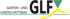 Logo: „GARTEN- UND LANDSCHAFTSBAU GLF“, mit grüner Linie, gelber Welle und grünem Dreieck.