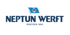 Logo der Neptun Werft mit einer blauen Flagge und dem Text "NEPTUN WERFT ROSTOCK 1850".