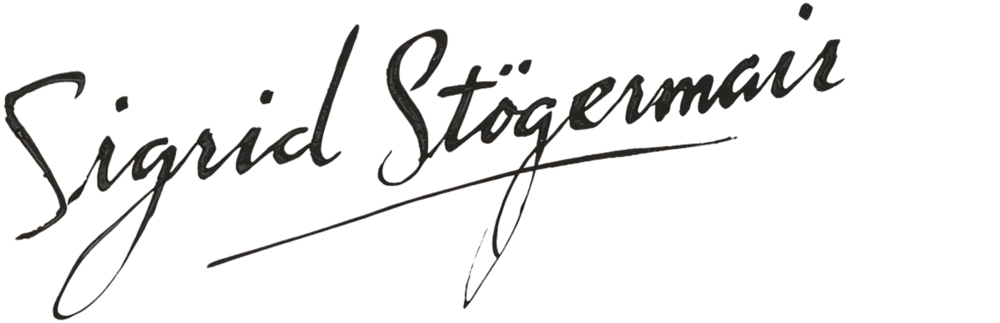 Unterschrift in schwarzer Schreibschrift, die "Sigrid Stögermaier" lautet.