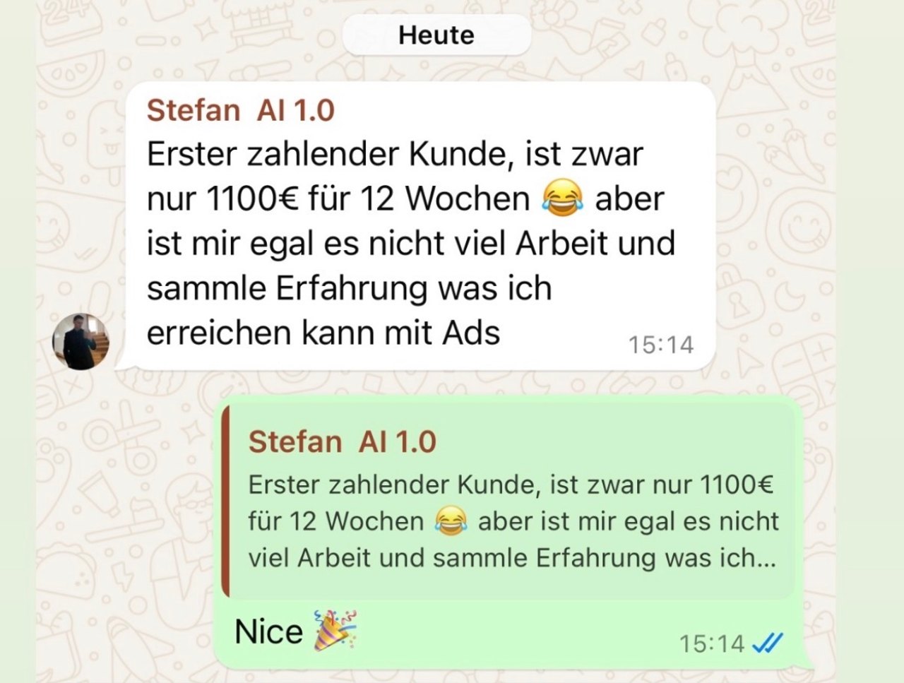Kundenergebnis: Erster zahlender Kunde mit Ads