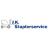J.K. Staplerservice Logo mit einem stilisierten grauen Gabelstapler und blauem Text.