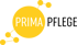 Gelber Kreis mit Text "PRIMA" und angedeuteten Molekülen, daneben "PFLEGE" auf dunkelgrünem Hintergrund.