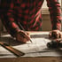 Bauplan mit markierten Arbeitsbereichen