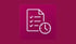 Weißes Umriss-Dokument mit Häkchen und Uhr auf einem quadratischen magentafarbenen Hintergrund - Katastrophenschutz-Software Notfall- und Krisenmanager (NKM®).