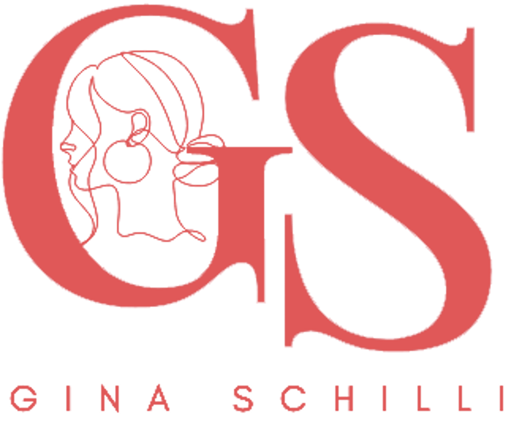 Rotes GS-Logo mit Frauengesicht in G, darunter "GINA SCHILLI".