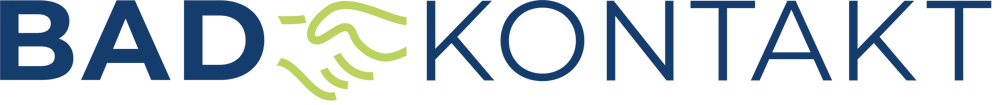 BAD KONTAKT by Rätzke Industrievertretung Logo mit Händedrucksymbol in Hellgrün.