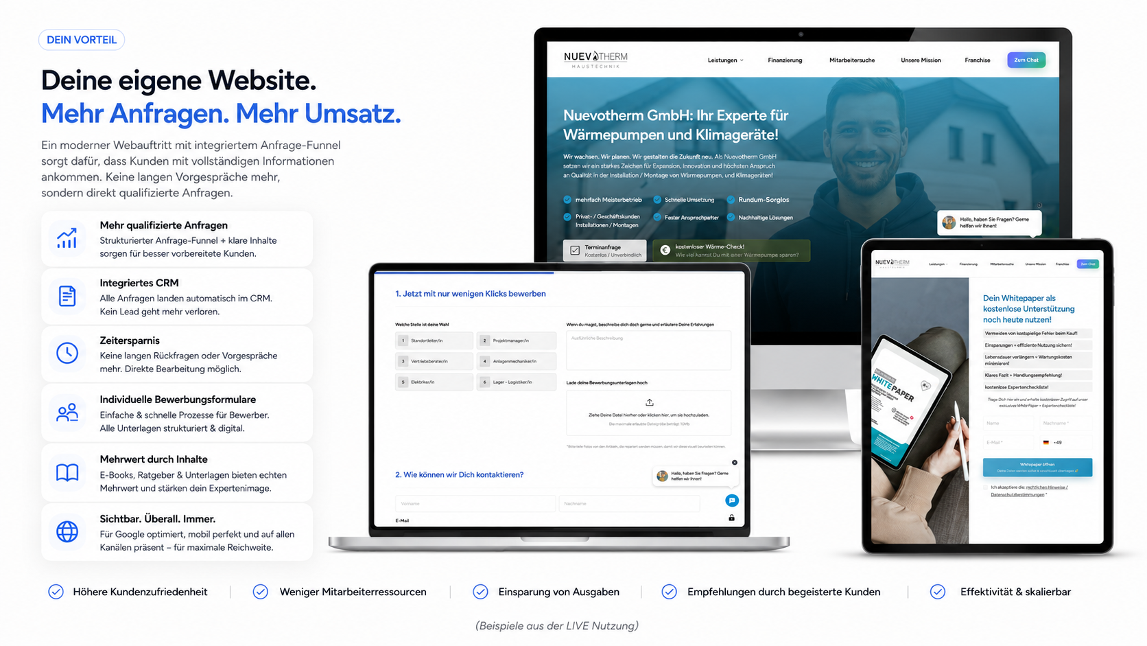 Nachweis Website & Anfrage-Funnel