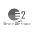 Graues Ukraine Air Rescue-Logo mit Kreis, Flugzeugsymbol und der Zahl 2.