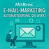MitBros E-MAIL-MARKETING: AUTOMATISIERUNG, DIE WIRKT. Ein Mann sitzt vor einem Computer mit einem E-Mail-Symbol.