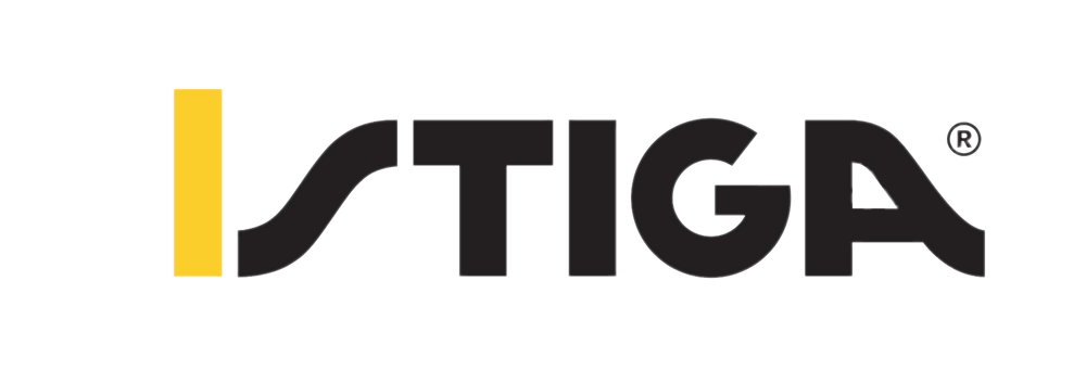 Das Logo zeigt den Schriftzug "STIGA" mit einem gelben vertikalen Balken links.