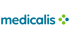 Medicalis-Logo in Blau mit drei grünen und einem blauen Punkt daneben.