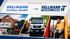 Logoentwicklung der Hellmann Tiefbau GmbH mit altem und neuem Logo sowie Baustellenfahrzeugen und einem Baggerfahrer.