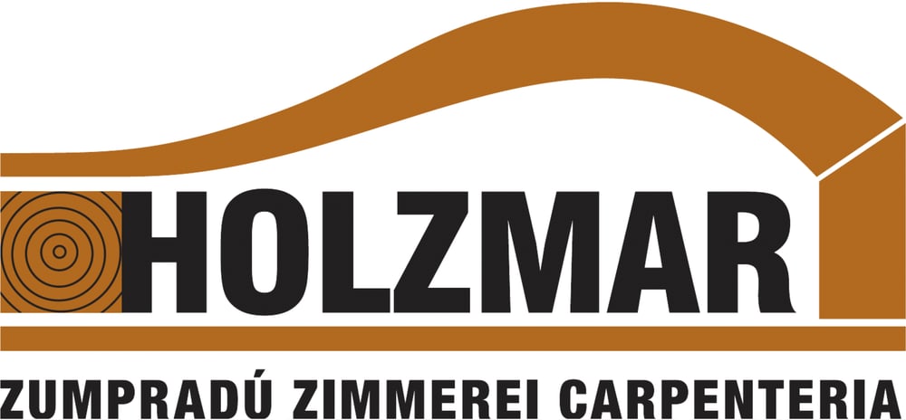 Braunes und schwarzes HOLZMAR Logo mit Holzmaserung auf dem H.