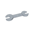 Grauer, metallischer Schraubenschlüssel mit zwei offenen Enden.