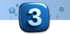 Eine glänzende blaue Kachel mit der weißen Zahl 3 darauf und unscharfen Social-Media-Symbolen im Hintergrund.