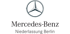 Mercedes-Benz Niederlassung Berlin Logo mit Stern und Schriftzug auf grünem Hintergrund.
