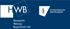 Logo der HWB Hennigsdorfer Wohnungsbaugesellschaft mbH, ein Unternehmen der Stadt Hennigsdorf, auf blauem Hintergrund.