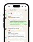 Smartphone-Bildschirm zeigt einen Chat in der Gruppe "MILARI VIPS" mit mehreren Nachrichten und Emojis.