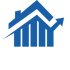 Blaues Haussymbol mit aufsteigendem Pfeil und Text "IMMOKREDIT" darunter.