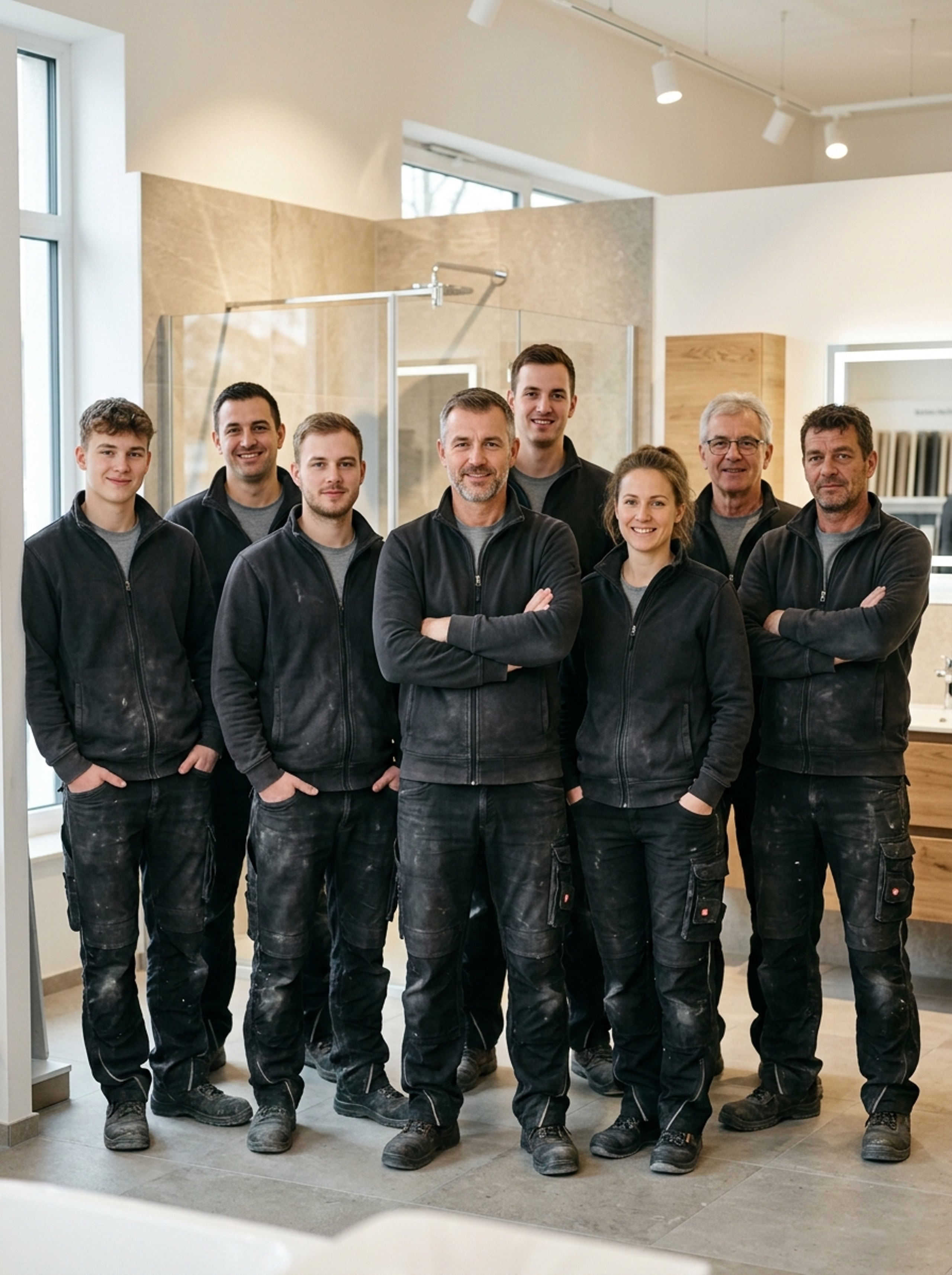 Das Team von Krüger Bad & Fliese in der Badausstellung