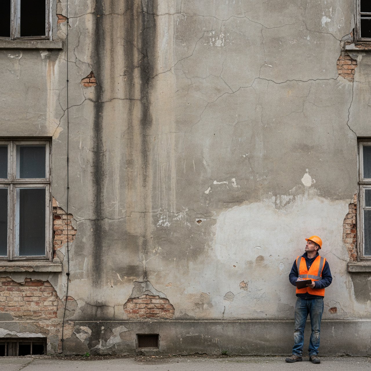 Alte verwitterte Fassade vorher