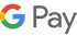 Logo von Google Pay mit einem bunten "G" und grauem "Pay" auf dunklem Hintergrund.