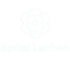 Weisses Blütenlogo mit Kreuz in der Mitte über dem Text "Spital Lachen" auf dunkelgrünem Hintergrund.