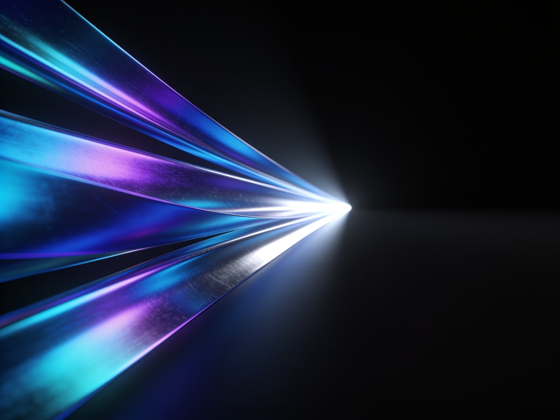 Des flux de lumière chromée qui convergent vers un seul canal lumineux