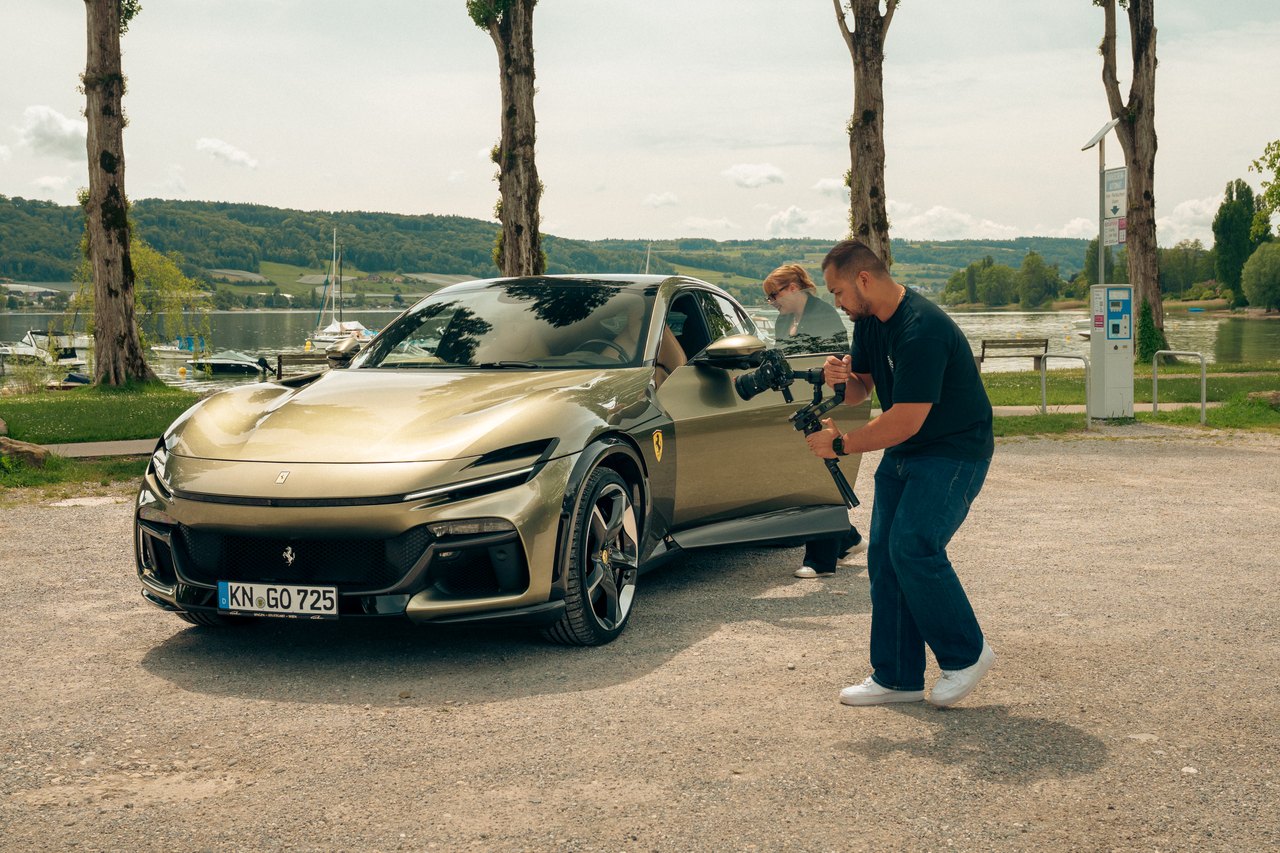 Drehtag mit einem Ferrari beim Autohaus Gohm in Singen