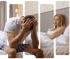 Man stressed on bed, partner distant, seeking confidence with Priapus Shot therapy.