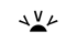 Halbkreis mit sechs Strichen, die von oben nach außen strahlen, auf dunkelgrünem Hintergrund.