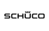 Schwarzes Schüco Logo mit stilisierter Krone über dem Ü auf weißem Hintergrund.
