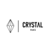 Schwarzes Logo mit stilisiertem Kristall und den Wörtern „CRYSTAL PARIS“.