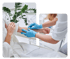 Nurse in blue gloves gives a vitamin injection for therapy and wellness.