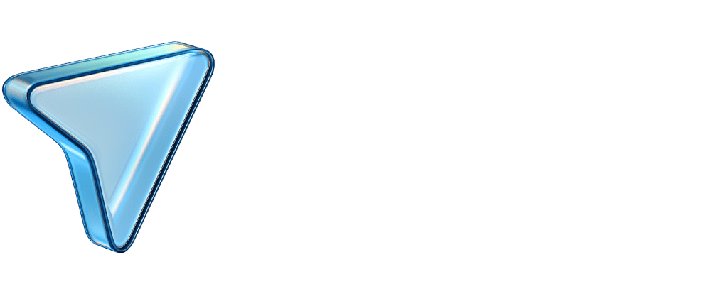 Blaues, glänzendes Dreieck-Logo und weißer Text "SMART PROZESS".