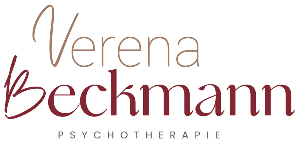 Verena Beckmann Psychotherapie-Logo, Schriftzug in Braun und Dunkelrot.